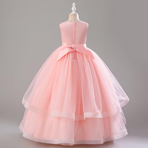 IDOPIP Flower Girl Sequin Appliques Dress for Kids Wedding Pageant Party Long Gown Princess Birthday Communion Tulle Dresses3