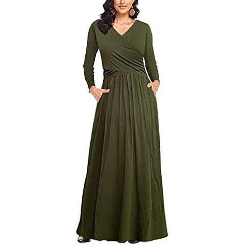 PARNIXS Maternity Dress Plus Size Nursing Maxi Dresses for Baby Shower Photoshoot with Pocket, Small Army Green Cover