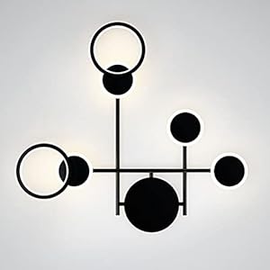 SHYPT Anneau Rotatif LED Lampes murales Sconces de Chevet for Chambre à Coucher Salon Loft Aisle Accueil Éclairage intérieur (Color : Black)