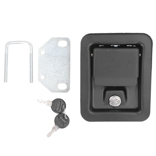 Aurikall 140 x 108 mm Dimensions Iron Truck Toolbox Lock Paddle Door Handle - Includes Two Keys and Mounting Hardware - for Trailer and Tool Box Security for Industrial and Commercial Use
