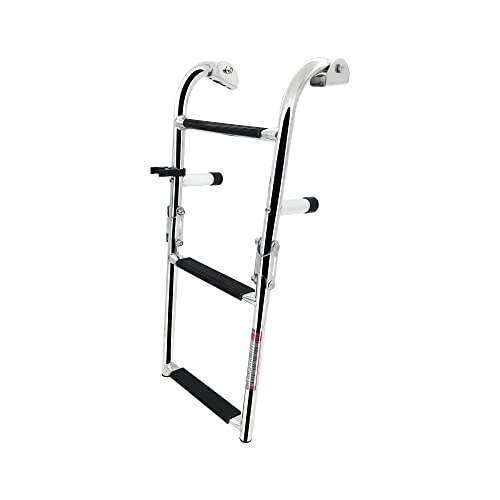 Update Folding Boat Ladder 3 Step Stainless Steel Marine Pontoon For Marine Boat Yacht #TOP1