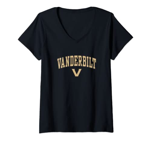 Womens Vanderbilt Commodores Arch Over Logo Officially Licensed V-Neck T-Shirt