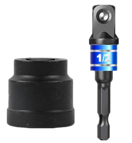 Image of Heavy Duty Scissor Jack Adapter for Hand Drill - 1 /2 Inch Drive Jack Socket Converter, Universal Automotive Tool for Impact Wrench, Ratchet & Electric Drill, Quick Lift (Matte Black)