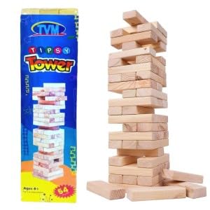 TVM Wood Block Stacking Game Perfect for Any Party or Social Event Challenging 54Block_Brown (B0D6GSVWB7) Amazon Price History, Amazon Price Tracker