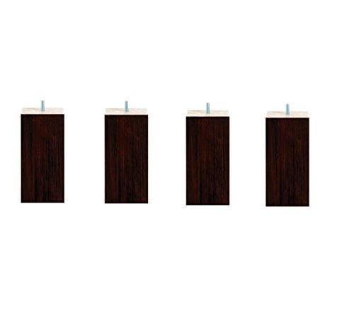 Wood Select Set mit 4 quadratischen Füßen, Höhe 20 cm, Wenge, rutschfeste Halterung, Unterseite Cover