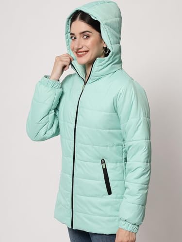 Image of KOTTY Women Nylon Full Sleeve Solid Long Length Puffer Jacket
