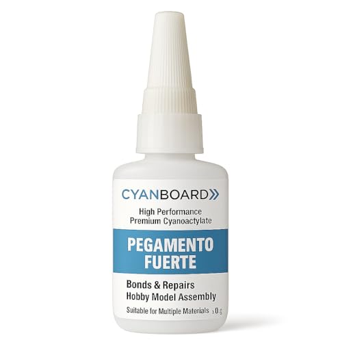 Cyanboard, pegamento fuerte para múltiples materiales 20 grs. Super pegamento para todo uso, glue, adhesivo fuerte para reparación y manualidades. Plásticos, cerámica, madera, goma, cuero.