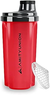 Shaker do białek "Heaven" 500 ml, zabezpieczony przed wyciekiem, nie zawiera BPA, z sitkiem i skalą oryginalny do kremowych serwatkowych koktajli proteinowych, izolatów białka i koncentratów BCAA, shaker proteinowy, mikser
