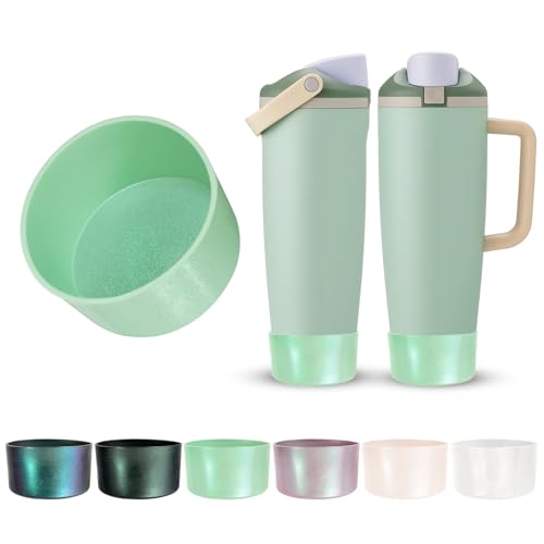 Glossy Gradient Silicone Boot for Owala 30 40 oz FreeSip Sway & Tumbler, Chameleon Metallic Glitter Bottom Bumper Cover, Anti-Slip Sleeve for Water Bottle Accessories, BPA-Free (Eucalyptus)