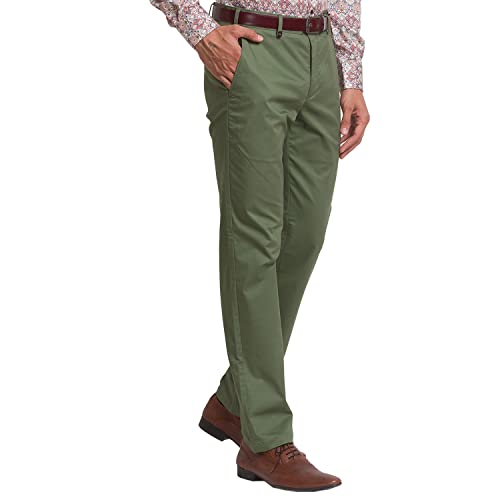 Image of Park Avenue Men Super Slim Fit Solid Pattern Cotton Spandex Blend Flat Front Formal Chinos