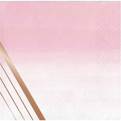 Club Pack Rose` All Day Foil Stripes Printed Beverage Size Paper Napkins, Box of 192