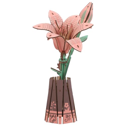 BESPORTBLE 1セット DIY フラワーパズル - 3D ユリ盆栽 植物コレクション 組み立てユリモデル クリスマス 感謝祭 誕生日 母の日 プレゼント