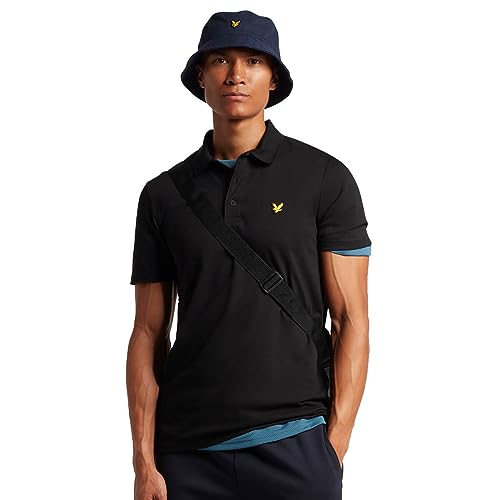 Lyle & Scott Hombre Manga Corta Transpirable Polo Golf - Negro Azabache - L