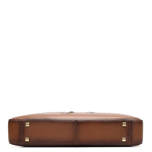 Image of Da Milano Leather Laptop Bag for Men & for Women - Fits Upto 15 inch - Brown (10153)