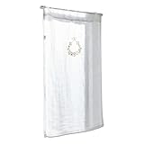 Loberon Scheibengardine Bréteny - Romantischer Sichtschutz, 100% Leinen mit Blumenstickerei, Tunnelsaum, 70x45 cm, Creme