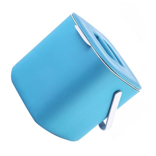 Contenedor de basura plástico portátil con tapa azul
