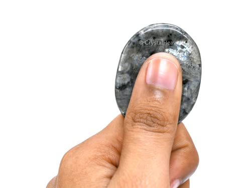 Image of Crystal Heaven Larvikite Crystal Thumb Worry Pebbles Stones For Anxiety Stress Relief Massage - Aaa Grade Original Healing Gemstone Agate Rubbing Stone For Yoga Meditation Spiritual Reiki Feng Shui