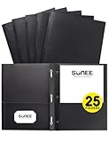 SUNEE 2 Pocket Folders with Prongs (25 Pack, Black), Paper Folders with 2 Pockets and 3 Prongs Fit Letter Size Paper, Folders with Prongs for School Office Home Business