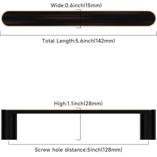 Image of Asidrama 10 Pack 5 Inch(128mm) Oil Rubbed Bronze Kitchen Cabinet Handles, Cabinet Pulls Kitchen Cabinet Hardware Cupboard Handles Drawer Pulls 3644