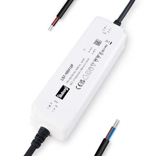 illuburg Transformador LED 12V 100W Impermeable IP67 Sin Parpadeo para Tira LED Fuente de Alimentación Driver