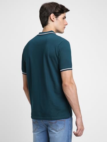 Image of Dennis Lingo Men's Cotton Solid Regular Fit Mandarin Collar Short Sleeve Polo Tshirt