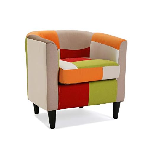 Versa Red Patchwork Butaca para Salón, Dormitorio o Comedor, Sillón confortable y diferente, con Apoyabrazos, Medidas (Al x L x An) 56 x 62 x 64 cm, Algodón y Madera, Color Rojo