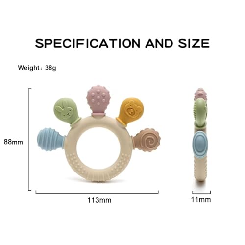 Image of CHICAGOZONE Premium Baby Silicone Teether Ring Toy - BPA Free Soft Teething Toy for Infants, Multi-Texture Sensory Chew Toy, Easy Grip Teether for Babies 3-12 Months, Cute Animal Design (Multicolor) (ZOO TOUCH RING)