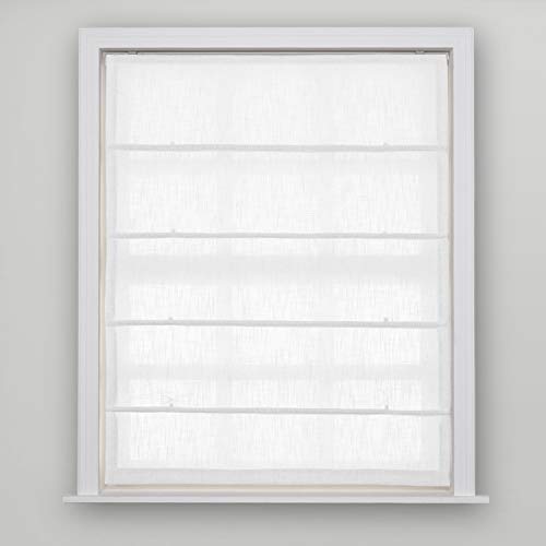 Cololeaf Roman Shade Faux Linen Roman Shades White Light Filtering, Customized Roman Shade Blackout Room Darkening Roman Shade Washable Fabric, Install Hardware Included, Snow White, 1 Piece #TOP1