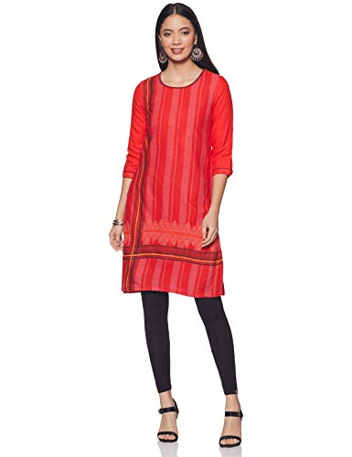 Image of Rangriti Coral Poly Cotton Straight Kurta for Women