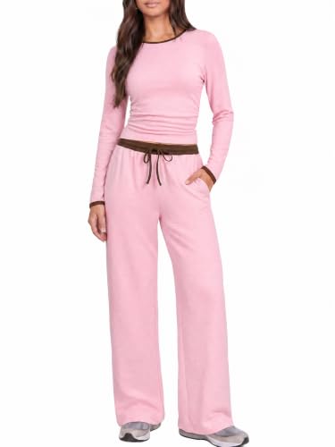 Casly Lamiit Lounge Sets for Women Side Ruching Shirt Match Baggy Pants Set