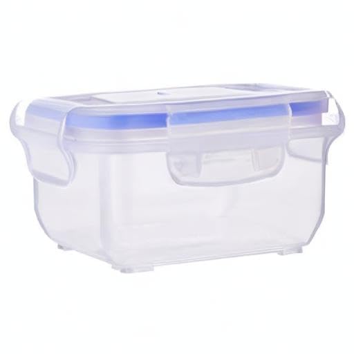 Image of Transparent Airtight Plastic Container Set for Kitchen Storage | Box & Dabba with 4-Side Clip & Lock Lid | for Spices, Snacks, Pasta, Fryms, Tea, Coffee & Pantry Organization (300ML)