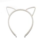litymitzromq Women Headband, Fashion Girls Cat Rabbit Ear Faux Pearl Beading Hair Hoop Headband Jewe