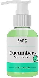 Sapo All Natural Cucumber Face Cleanser - A Gentle and Hydrating Facial Wash - Made with Cucumbers, Aloe & Vitamin C - Great for Dry or Oily Skin - 4 Fl Oz