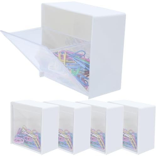 Lot de 4 Boîte de Rangement Murale à Clapet Distributeurs de Cotons-Tiges Adhésives Support Mural Boîtes de Rangement Cosmétique pour Salle de Bain pour Boules de Coton,Maquillage,Petits Articles