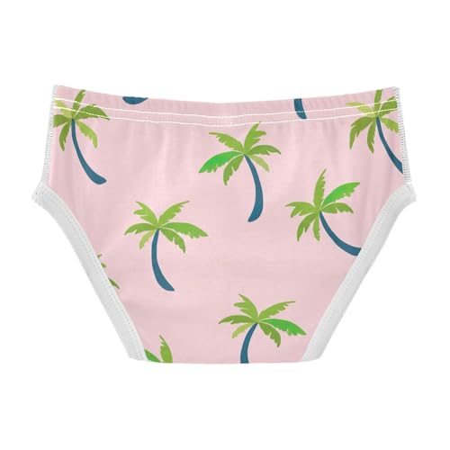 CHIFIGNO Boy Briefs Cotton Underwear Breathable Printed Little Boy Underwear Briefs, Cute Cartoon Palm Trees Pink2