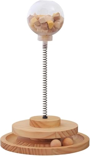 猫おもちゃ 回転ボール 知育玩具 おやつ入れる ペット用品 ねこ 遊ぶ盤 猫じゃらし おもちゃ 運動不足 ストレス解消 安全素材 木製 ナチュラル