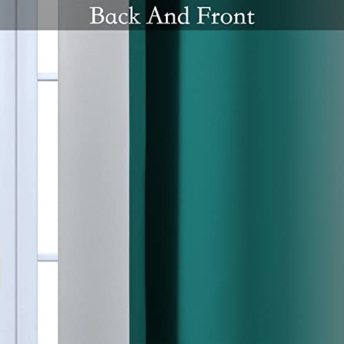Image of SimpleHome Ombre Teal to Grey White Curtains for Living Room 52Wx54L | Room Darkening Curtains for Bedroom,Gradient Light Blocking Curtain,Thermal Insulated Grommet Window Drapes,2 Panels,54 Inch
