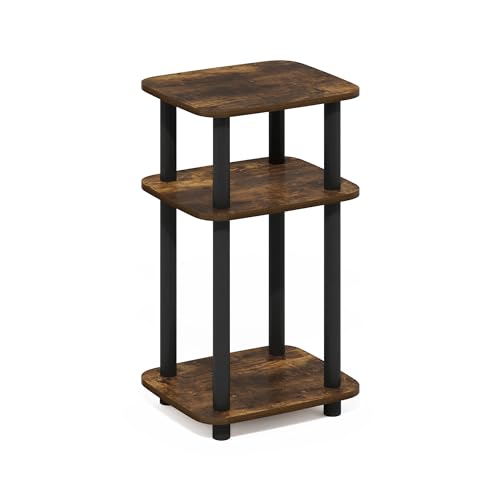 Furinno JUST 3-Tier Telephone Table, Turn-N-Tube Toolless Side Table with Open Shelf, Round Curve Corner Night Stand, Bedside Table, for Living Room, Bedroom, Amber Pine - image 7