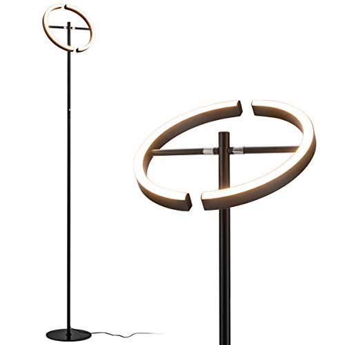 Tangkula Floor Lamp with 350° Rotatable Light, Modern LED Torchiere Floor Lamp for Reading in Bedroom Living Room Home Office, Standing Tall Pole Light with Dimming (Black)