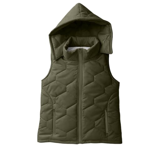 Puffer Vest Women Hood Quilted Zip Sleeveless Jacket Fall Winter Outerwear - image 9