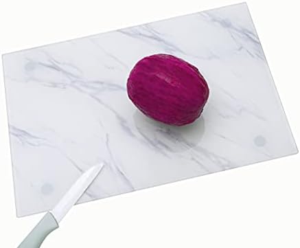 Tempered Glass Cutting Board Non-Slip Worktop Saver Chopping Board Countertop Saver Scratch Resistant Heat Resistant Shatter Resistant Dishwasher Safe 30x20cm Marble Effect