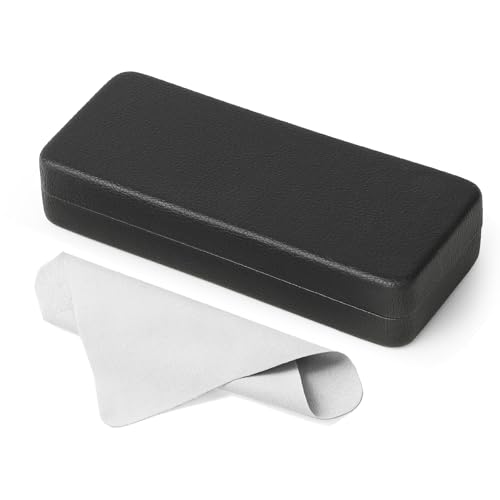 Marvolia Estojo rígido quadrado grande para óculos, capa protetora de couro PU para óculos de sol, Preto, One Size