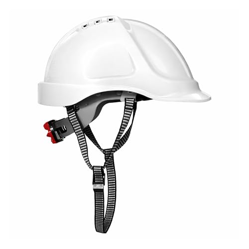Casco de Obra, Casco de protección, con Cinta de sujeción, tamaño Ajustable, EN397, Casco de Trabajo, Casco de Construcción (Blanco)