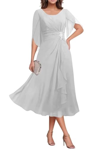 Robe de mère de la mariée en mousseline chic et dentelle perlée de luxe WQL121