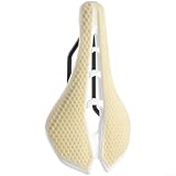 Sella per bici migliorata in carbonio con sezione centrale cava e 3D per Honeycomb per promuovere il ricambio d'aria e ridurre la temperatura di interfaccia (bianco crema)