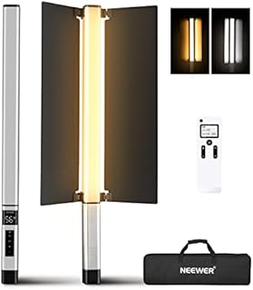 NEEWER CL124 Handheld LED Video Light Stick with Metal Barndoor,Portable Dimmable Bi-Color 3200K~5600K 1500Lux CRI 97+ 2.4GHz Remote Control/Built-in 2500mAh Battery/LCD Display Photography Light Kit