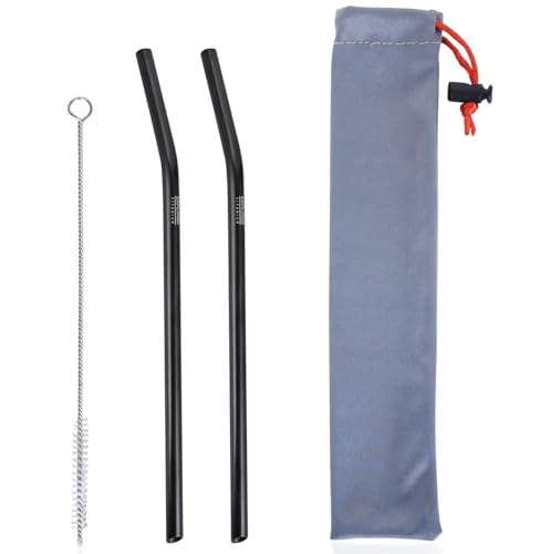 Explorer Bear Reusable Black Titanium Straws Set