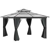 AFLHYJK 10x10 Hardtop Gazebo Outdoor Gazebo Canopy Vented Roof Pergolas Aluminum Frame with Curtains