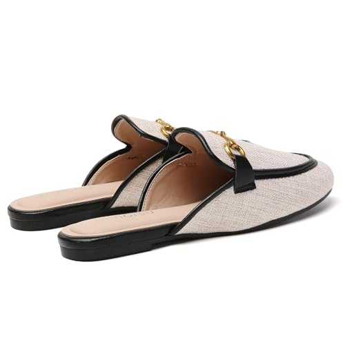 Image of Minorsu Buckle Mules for Women Flats Loafers Shoes for Work Office Business | Slip on,Round Toe,Backless,Slides, Casual