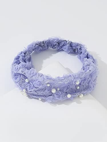 Faixas De Cabeça Para Mulheres Faixa de cabelo com decoração de pérolas falsas (Color : Purple, Size